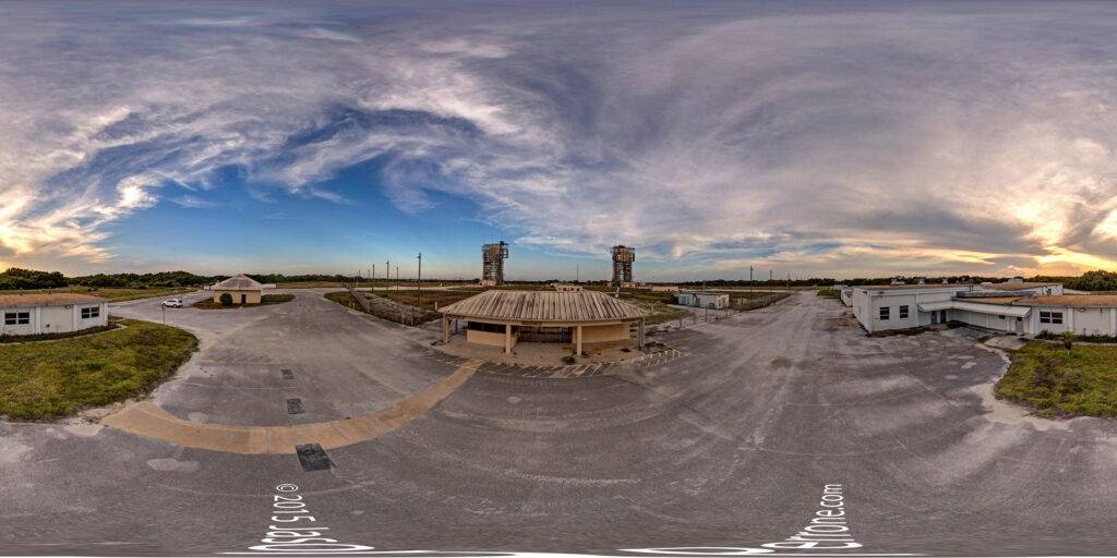 An equirectangular projection of a spherical 360-degree panoramic image captured at the historical Space Launch Complex 17 at the Cape Canaveral Space Force Station in Florida. Image date: 2015 Credit: Jason Perrone 