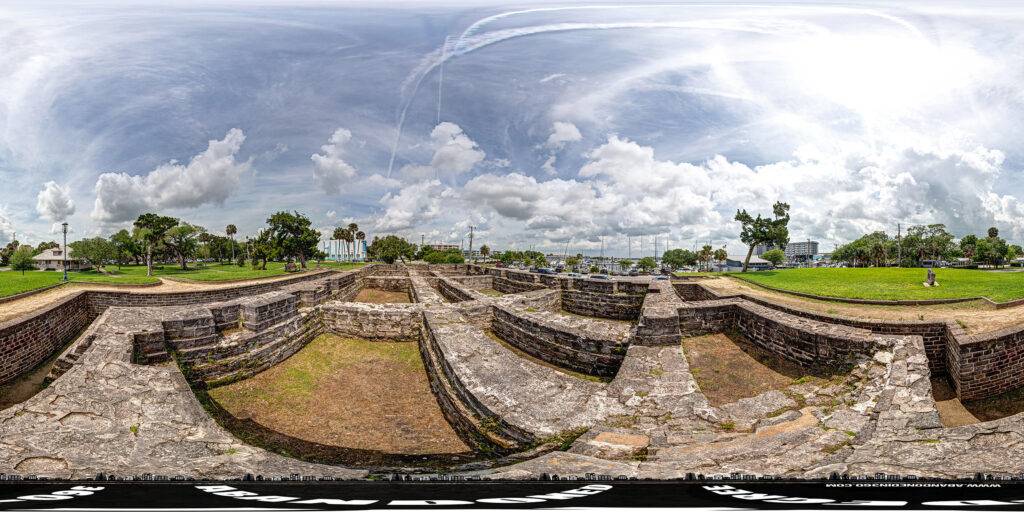 360-degree panorama at the Old Fort Park in New Smyrna Beach, Florida