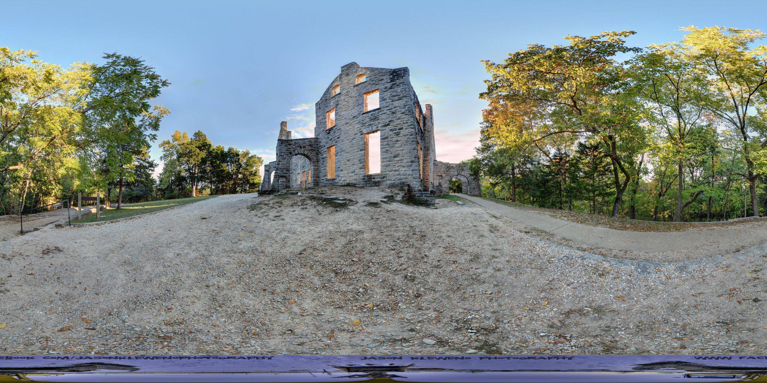 A 360-degree spherical panoramic of the Ha Ha Tonka Castle Ruins in Missouri. Image by Majik Photo & Video