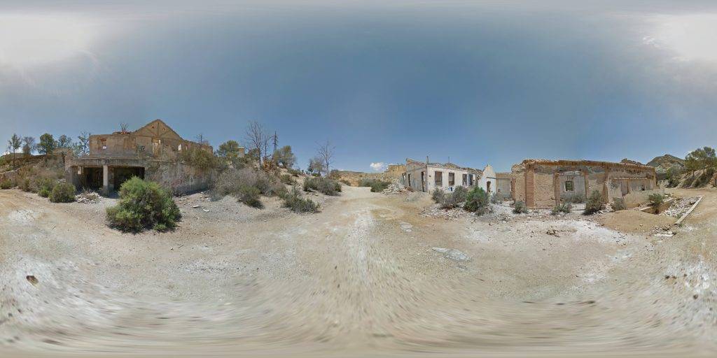 A 360-degree panoramic image by Google Maps Street View at the abandoned Mines of Mazarrón in Spain.
