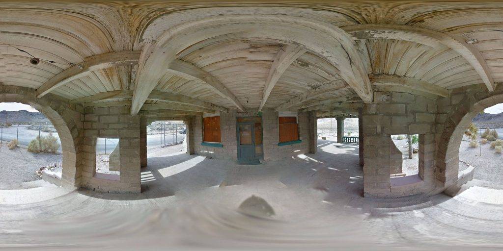 A 360-degree panoramic image capture by Google Maps Street View at the Rhyolite Train Depot. Capture Date: 9/2015