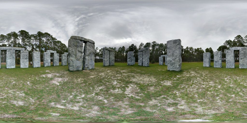 A 360-degree panoramic image captured at Bamahenge, a full-sized replica of Stonehenge in England. Image by: Greg Randall