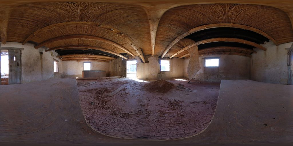A 360-degree panoramic image inside one of the buildings of the abandoned Contrabando Movie Set in Redford, Texas. Image by: Eugene Mazz