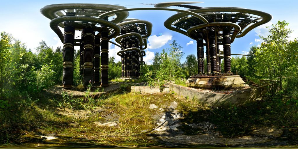 A 360-degree panoramic image captured at the now abandoned Soviet Marx Generator just outside of Moscow, Russia. Image by Игорь Шурпач