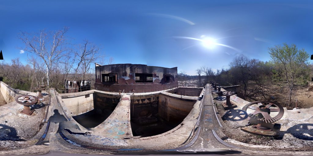 A 360-degree photosphere captured at the Bell Isle Power House in Virginia. Image by Patrick