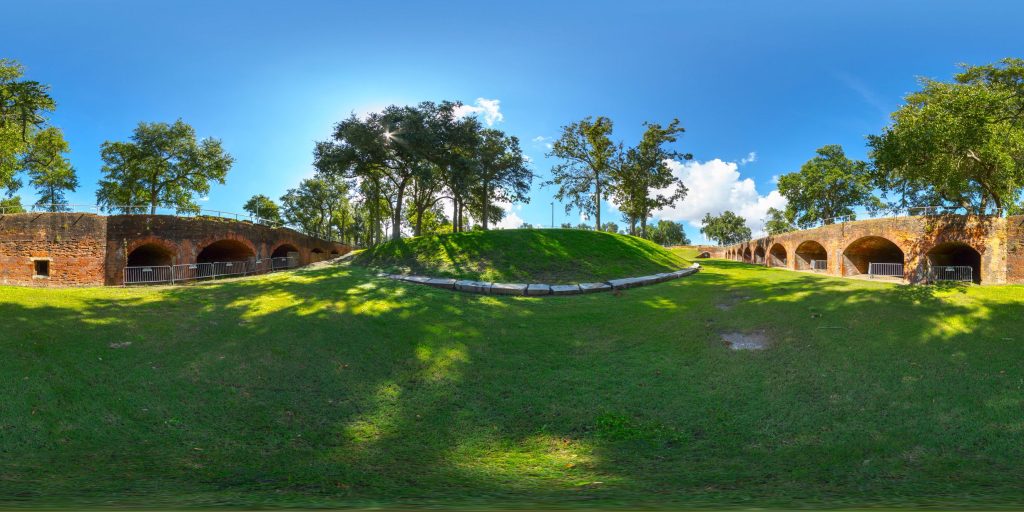 A 360-degree panoramic image captured at Fort Jackson in Louisiana. Image by Brandon Ore