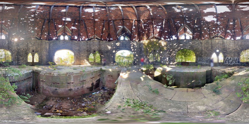 A 360-degree panoramic image captured inside the Baltimore Valve House in Baltimore, Maryland. Image by: Ethan