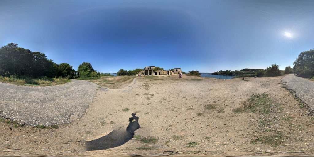 A 360-degree panoramic image captured at the abandoned Fort Williams in Cape Elizabeth, Maine. Image by: Patrick O'Leary