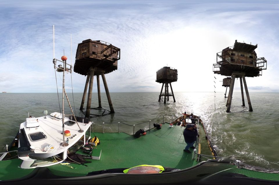 A 360-degree panoramic image captured at the abandoned Redsand Fort in the United Kingdom. Image by: mrbryanejones