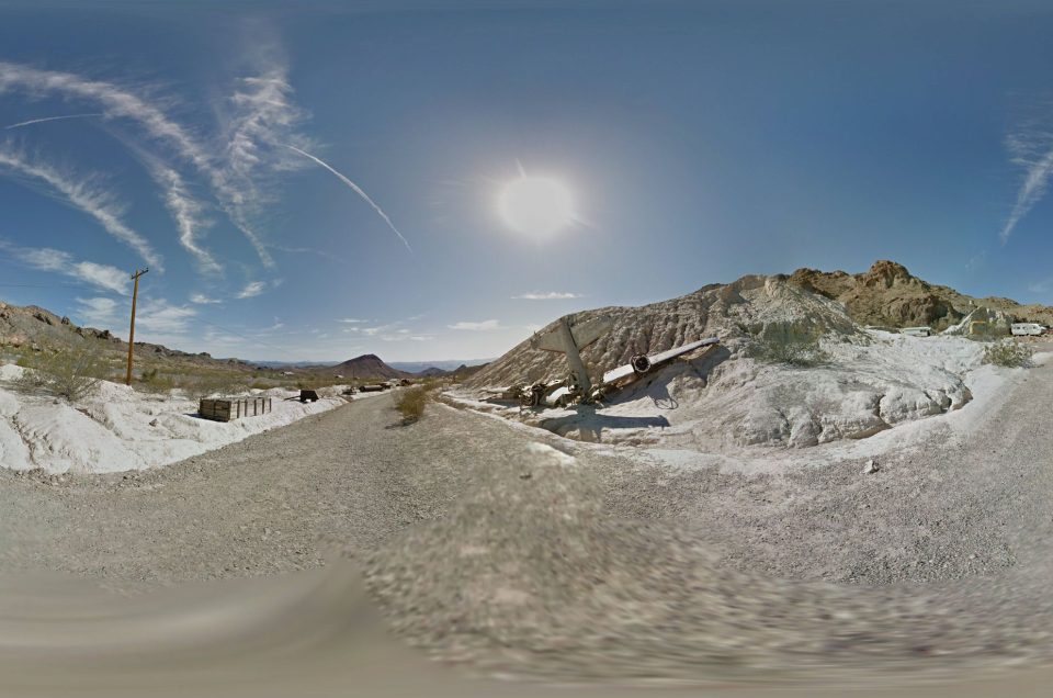 A 360-degree panoramic image captured at the Nelson Ghost Town in Nevada. Image by: Google Maps Street View Team.