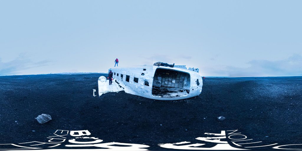 A 360-degree panoramic image showing the wrecked and abandoned US Navy C-117D Sólheimasandur Crash in Iceland. Image by: Jose Antonio Serrano