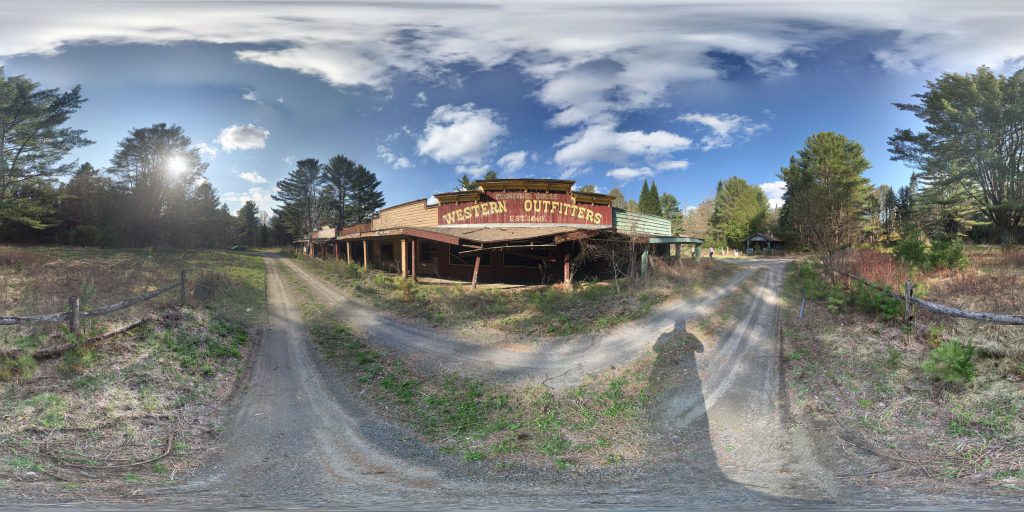 A 360-degree photosphere captured at the abandoned Frontier Town Theme Park in North Hudson, New York. Photo by: Image by: Evan Foley