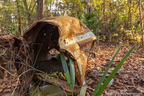 Abandoned vehicle along the Herky Huffman / Bull Creek Trail in St. Cloud, Florida.